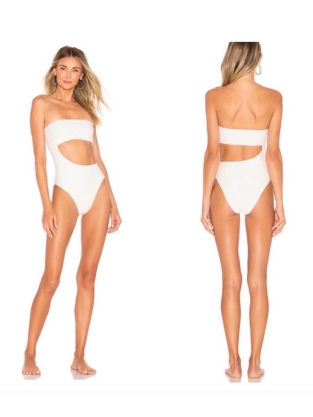 Frankie's Bikinis White Strapless Cutout One-Piece